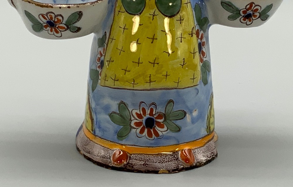 Rare 19th-Century French Polychrome Faience Delft Double Salt Cellar Saleron View XI