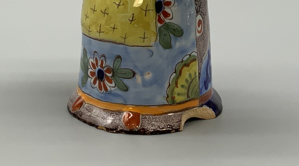 Rare 19th-Century French Polychrome Faience Delft Double Salt Cellar Saleron View XIV
