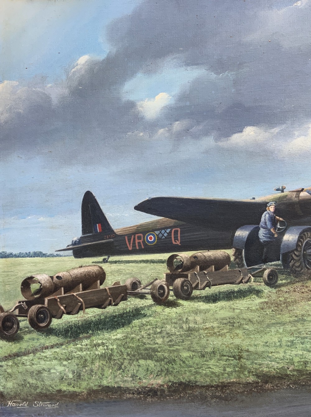 A Post-War Vickers Armstrong Wellington Bomber WWII RAF Oil Painting View IX