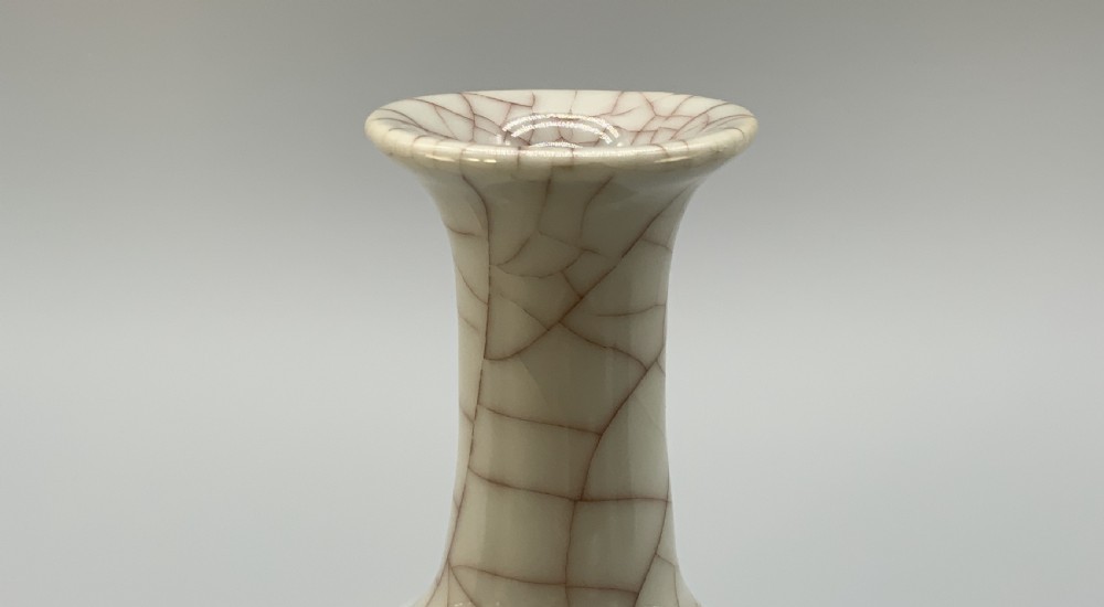 Fine Pair 19th-Century Chinese Ge-Type Crackle Glaze Bottle Vases View V