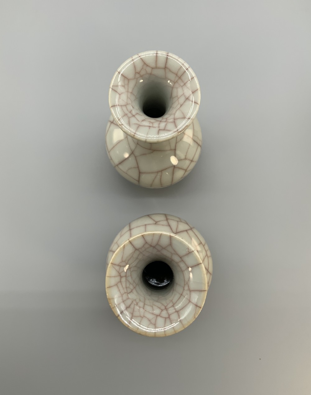 Fine Pair 19th-Century Chinese Ge-Type Crackle Glaze Bottle Vases View XI