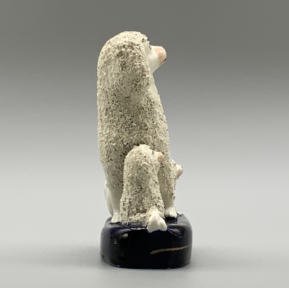 Circa 1910 Antique Staffordshire Pottery Poodle Family Figurine Statue
 View VI