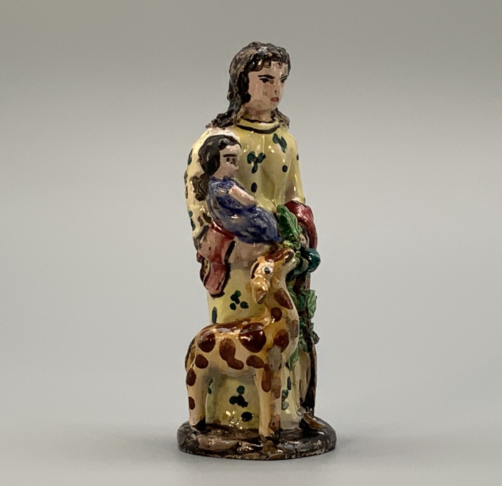 Circa 1810 Italian (Vietri) Polychrome Faience Pottery Figurine Group View III