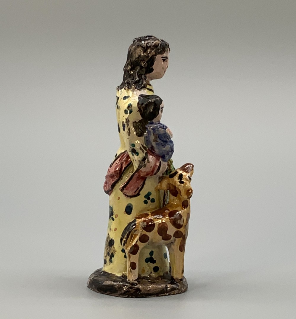 Circa 1810 Italian (Vietri) Polychrome Faience Pottery Figurine Group View VII