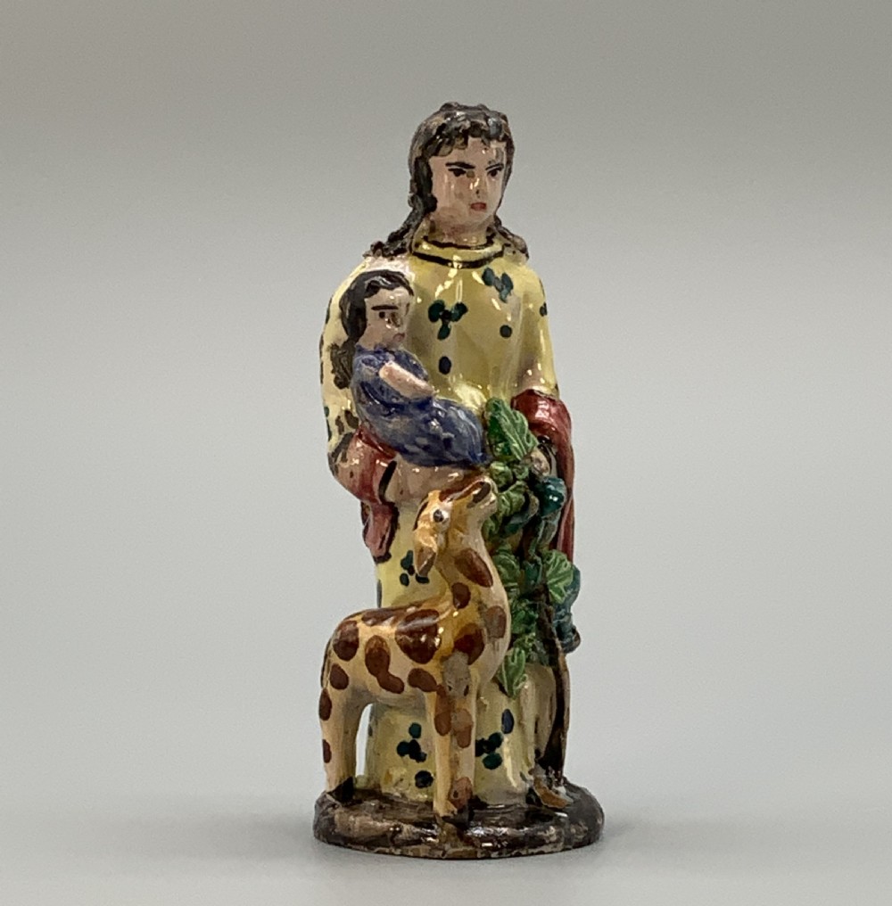 Circa 1810 Italian (Vietri) Polychrome Faience Pottery Figurine Group View VIII