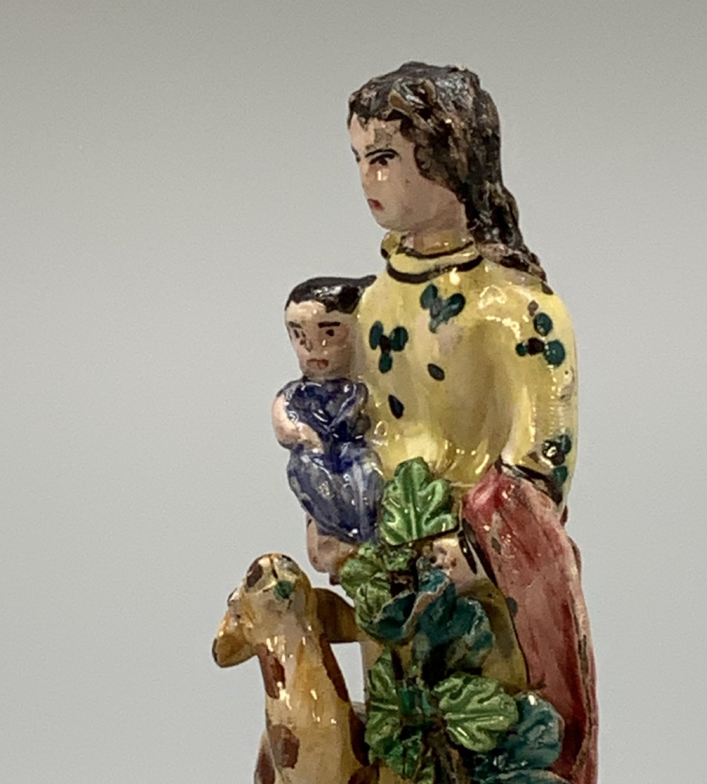 Circa 1810 Italian (Vietri) Polychrome Faience Pottery Figurine Group View XI