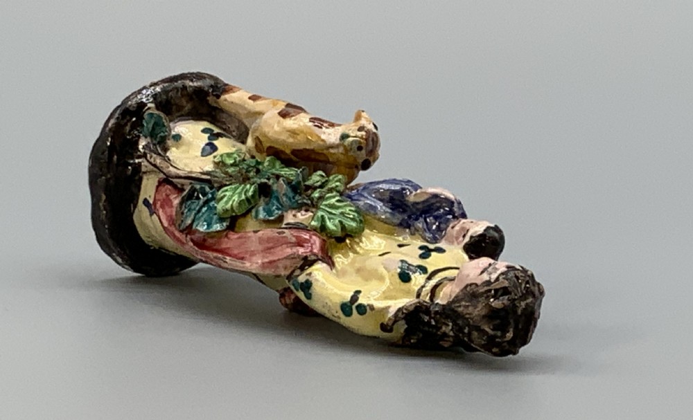 Circa 1810 Italian (Vietri) Polychrome Faience Pottery Figurine Group View XIII