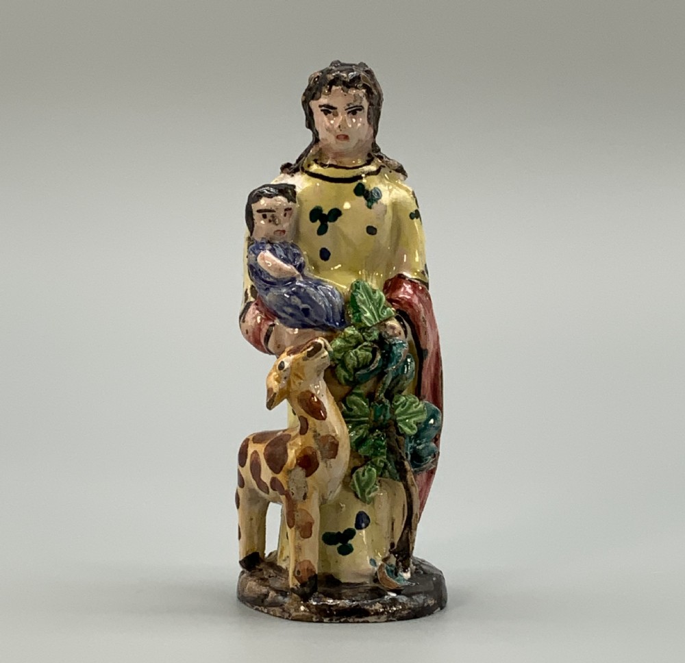 Circa 1810 Italian (Vietri) Polychrome Faience Pottery Figurine Group View XIV