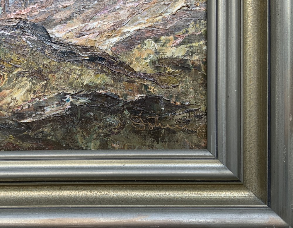 Large Superb Alpine Mountainous Forest Oil Painting - Signed View XI