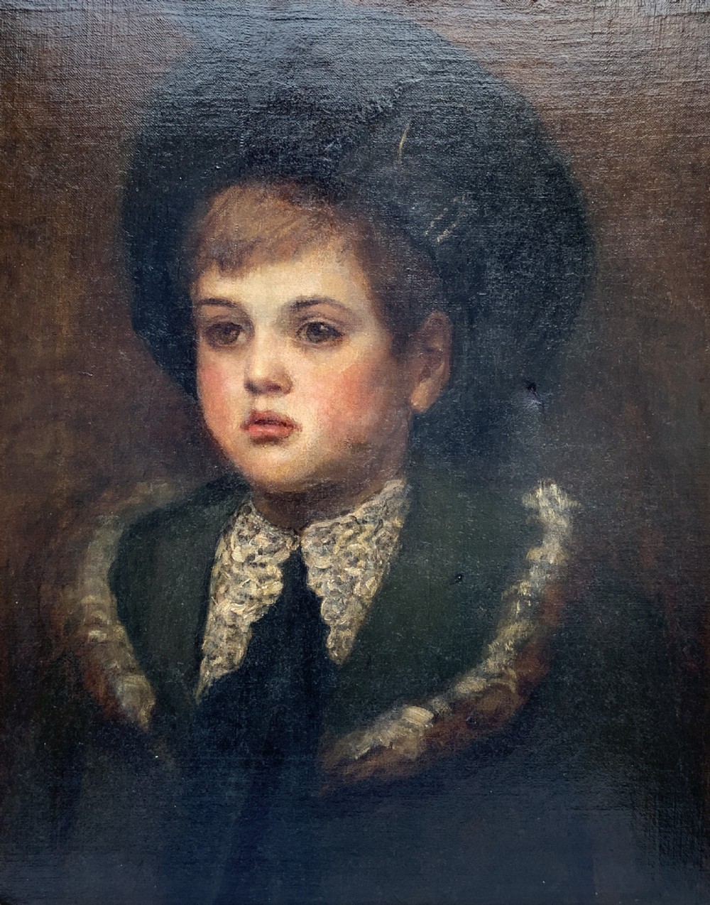 The Boy In White Lace - Exceptional 19th-Century Oil Portrait Painting View II