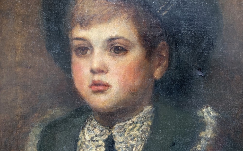 The Boy In White Lace - Exceptional 19th-Century Oil Portrait Painting View III