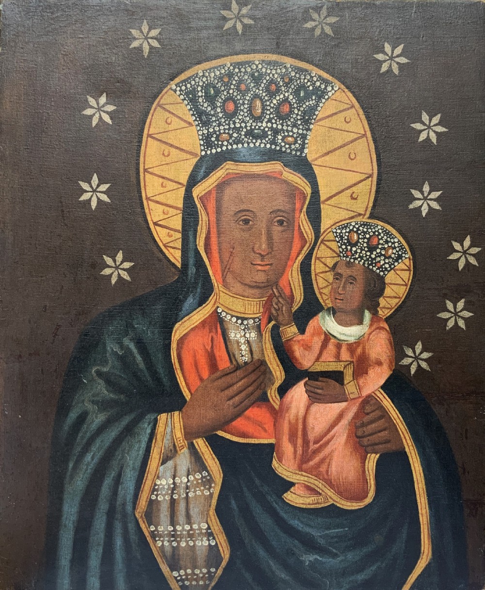 17th/18thC Polish School Oil on Canvas Double Portrait Painting Religious Icon