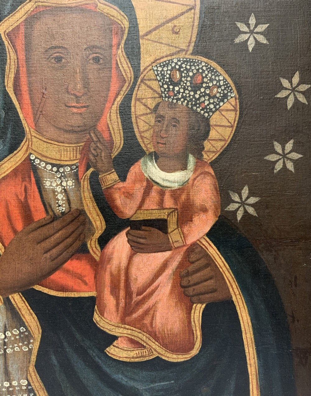 17th/18thC Polish School Oil on Canvas Double Portrait Painting Religious Icon View V
