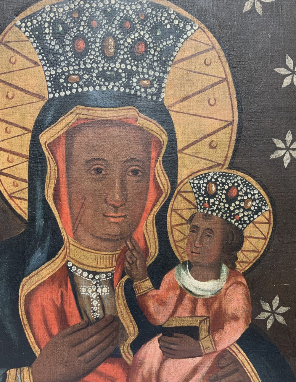 17th/18thC Polish School Oil on Canvas Double Portrait Painting Religious Icon View VI