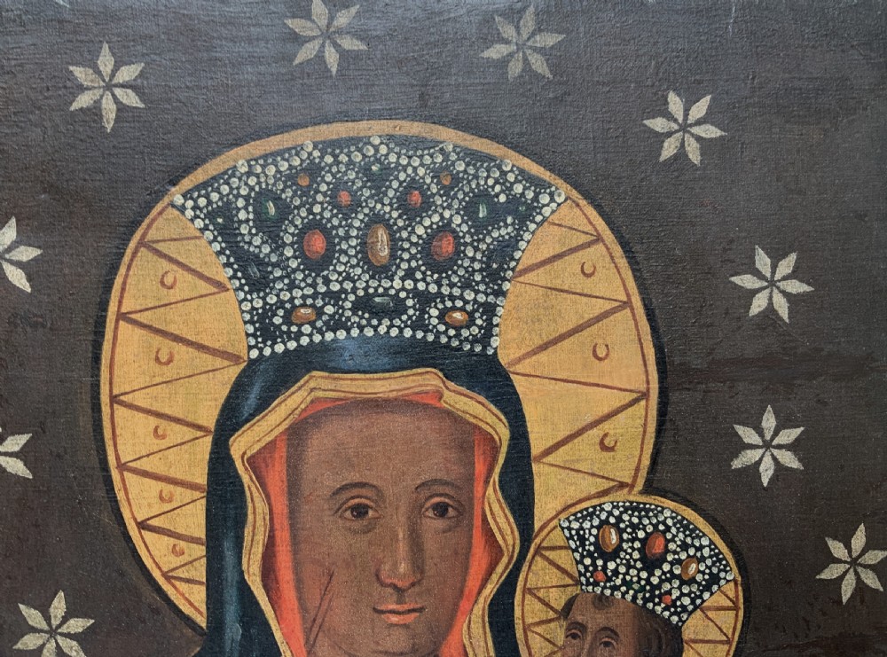 17th/18thC Polish School Oil on Canvas Double Portrait Painting Religious Icon View XI