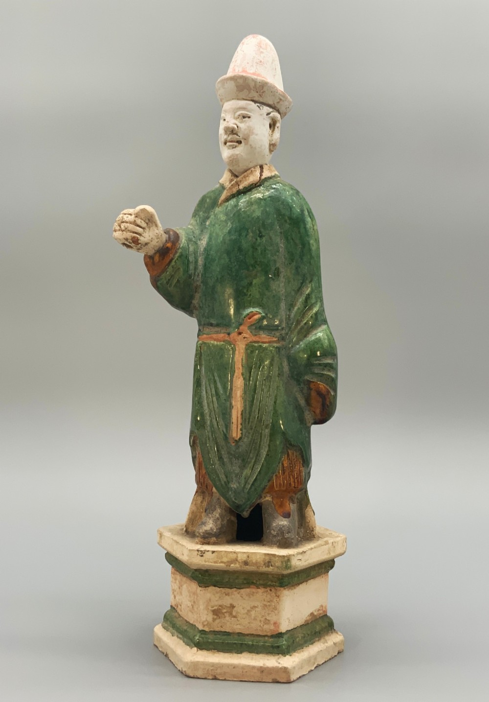 Tall 16thC Chinese Ming Dynasty Glazed Terracotta Tomb Companion Figurine Statue