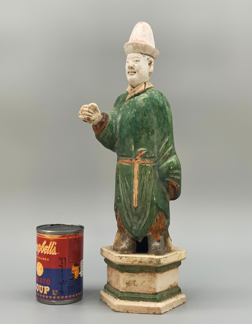 Tall 16thC Chinese Ming Dynasty Glazed Terracotta Tomb Companion Figurine Statue View II