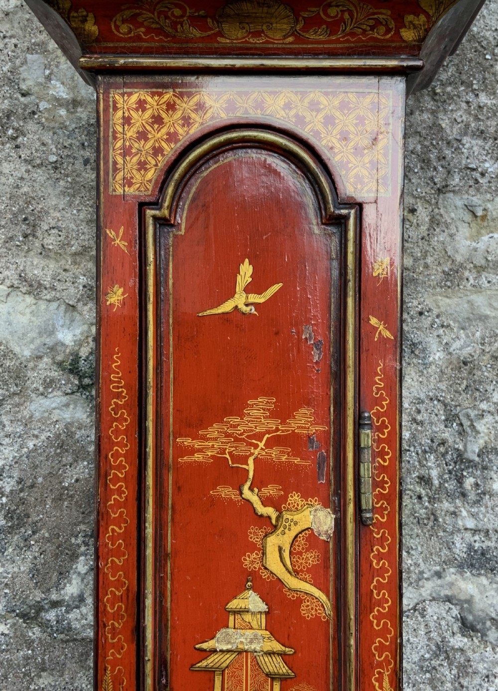 Rare 18th-Century Slim London Chinoiserie Lacquered 8-Day Longcase Clock C. 1780 View XIII
