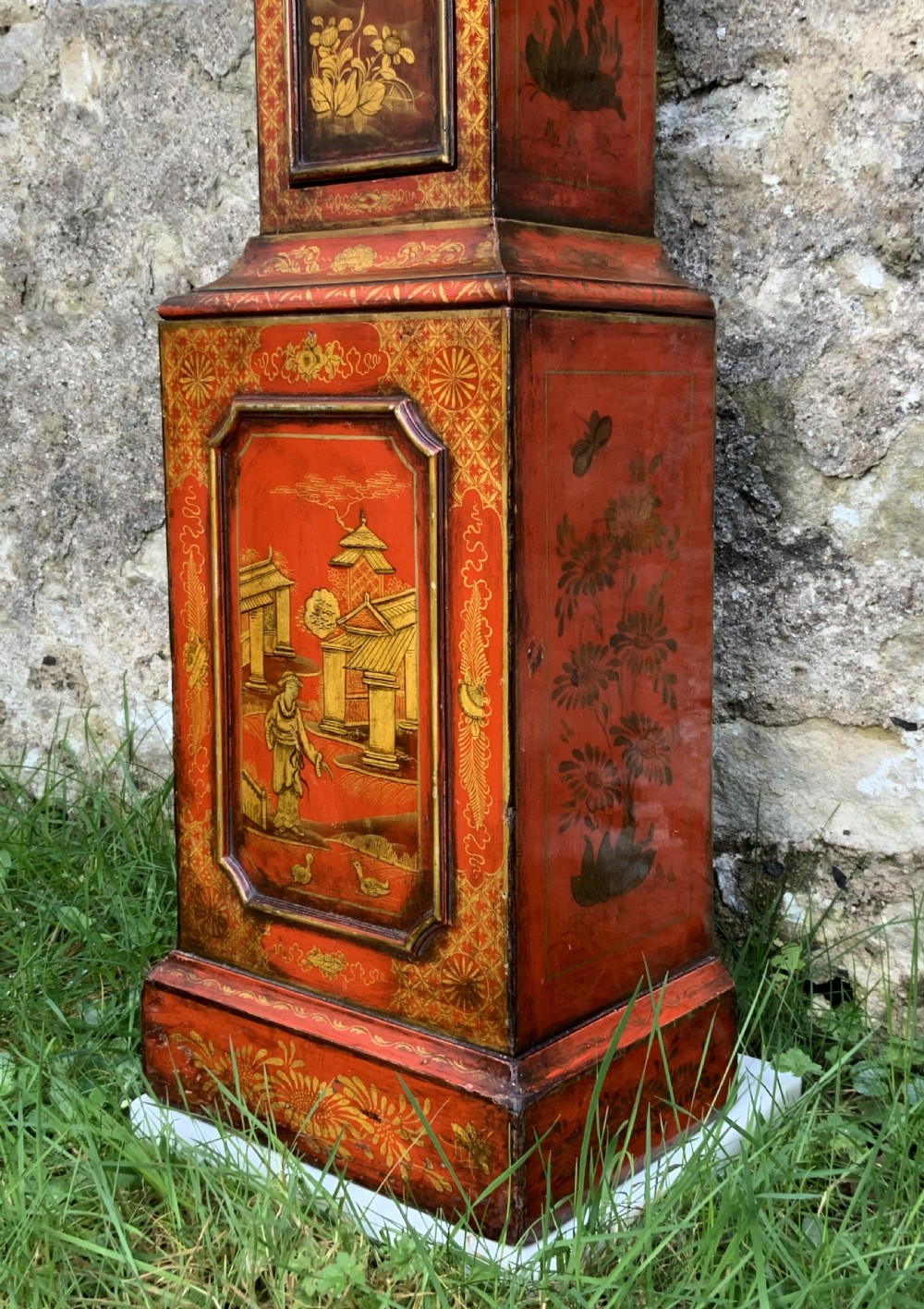 Rare 18th-Century Slim London Chinoiserie Lacquered 8-Day Longcase Clock C. 1780 View XVIII