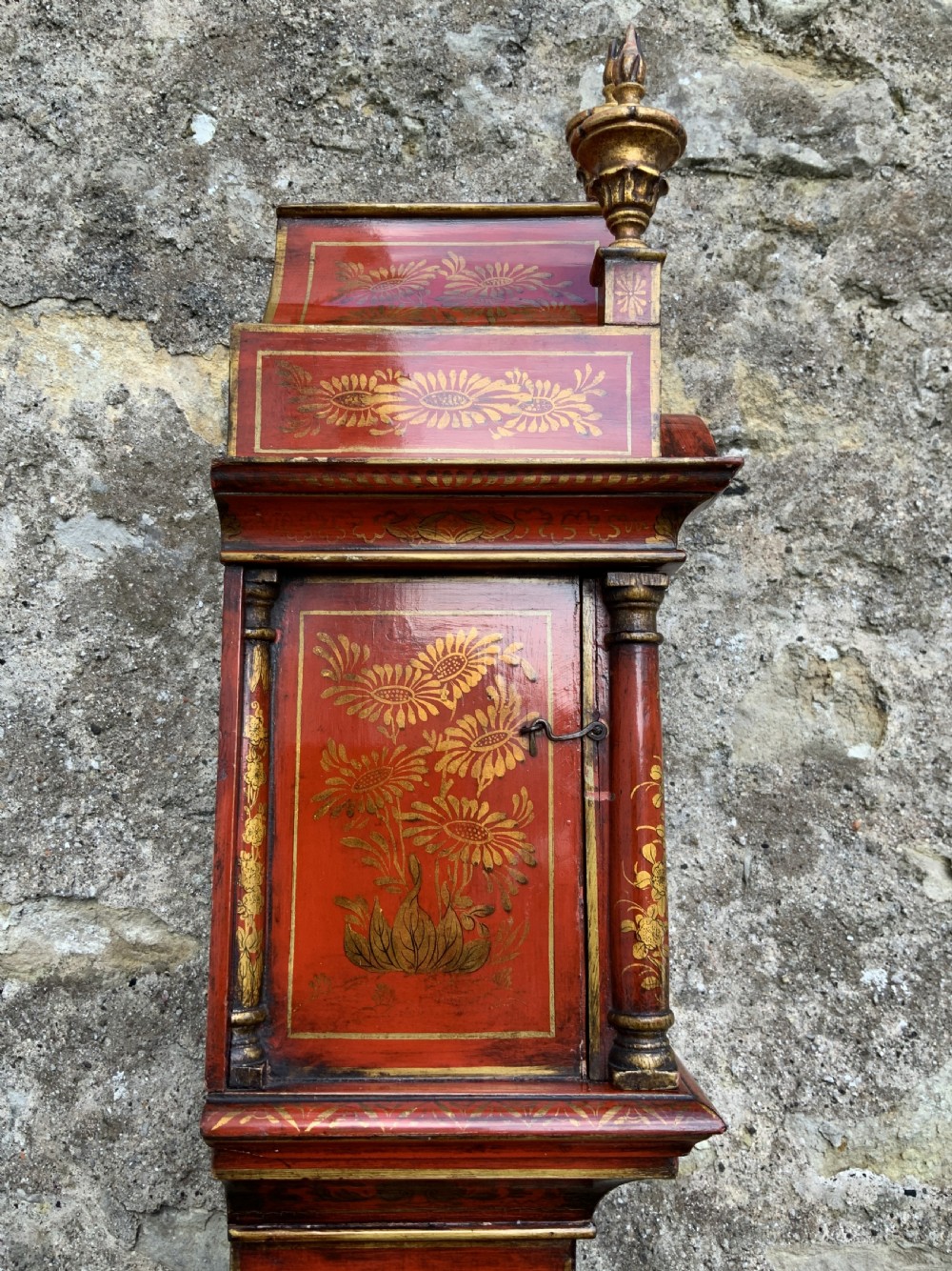 Rare 18th-Century Slim London Chinoiserie Lacquered 8-Day Longcase Clock C. 1780 View XX