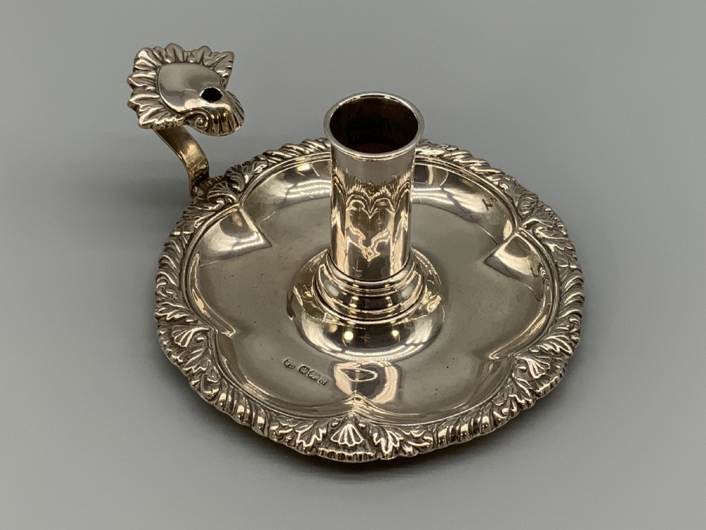 Antique Sold Sterling Silver Chamberstick Candle Holder Hallmarked View II