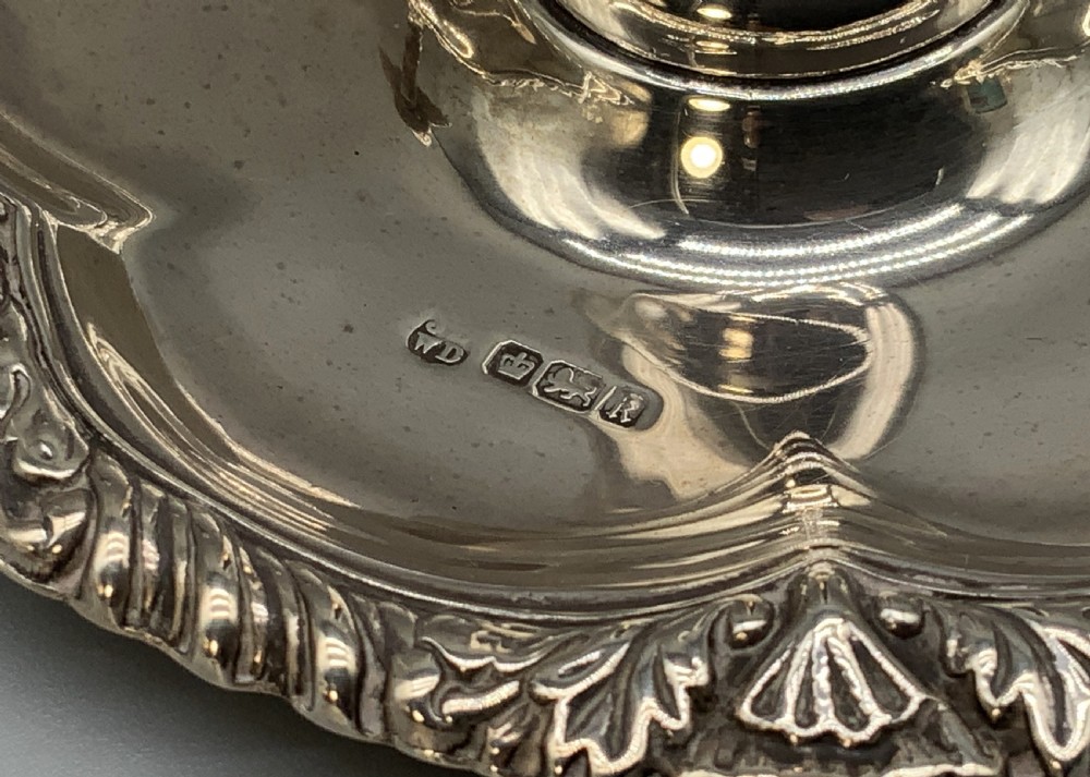 Antique Sold Sterling Silver Chamberstick Candle Holder Hallmarked View VII