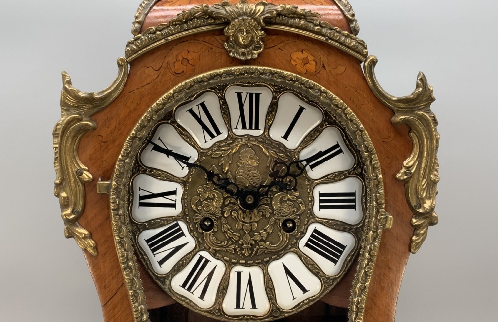Large Marquetry Mantel Clock 18thC Boulle Style Mid-Century 8-day Bim-Bam Chime View X