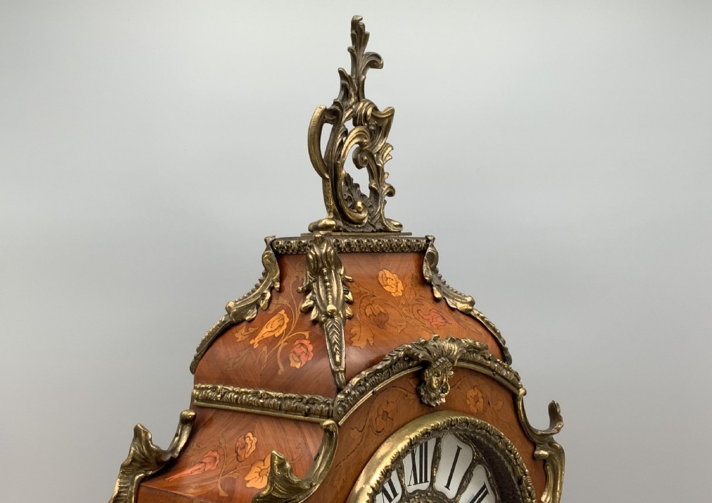 Large Marquetry Mantel Clock 18thC Boulle Style Mid-Century 8-day Bim-Bam Chime View XIII