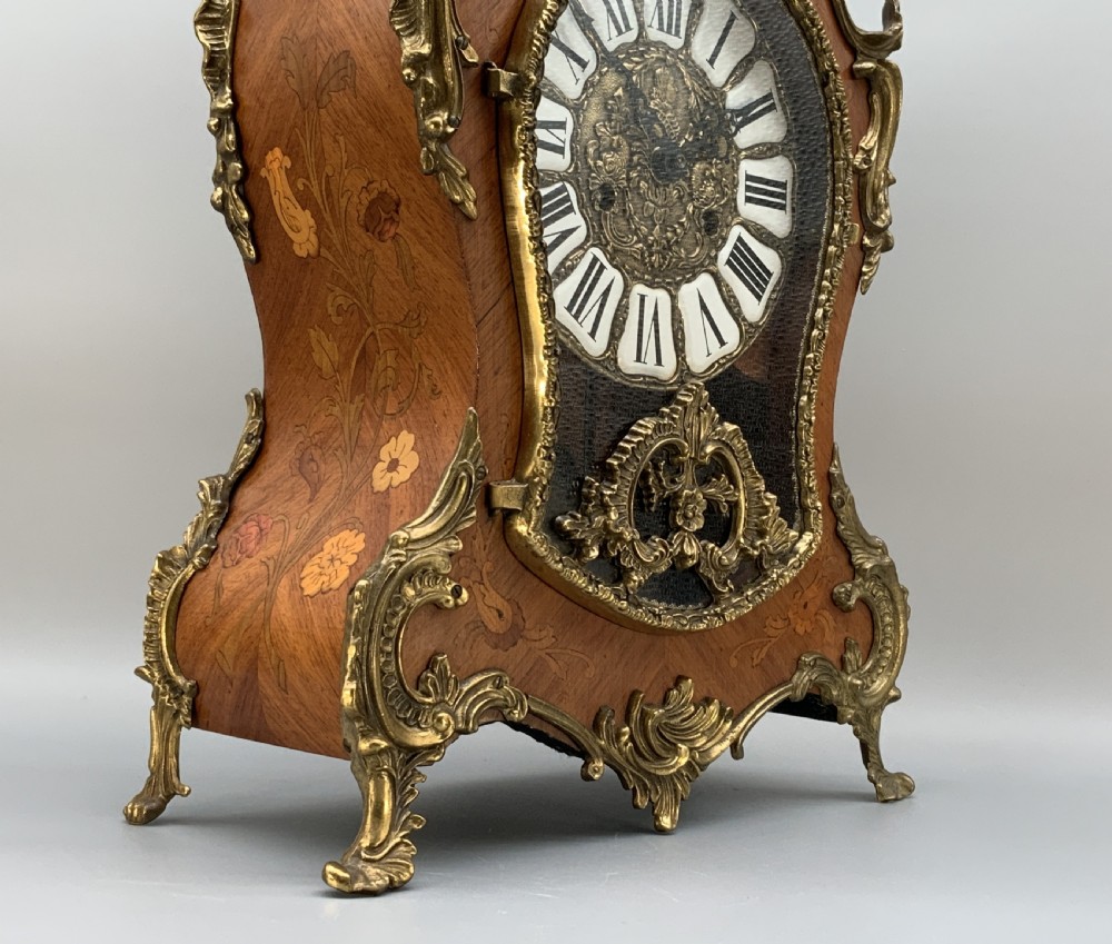 Large Marquetry Mantel Clock 18thC Boulle Style Mid-Century 8-day Bim-Bam Chime View XV