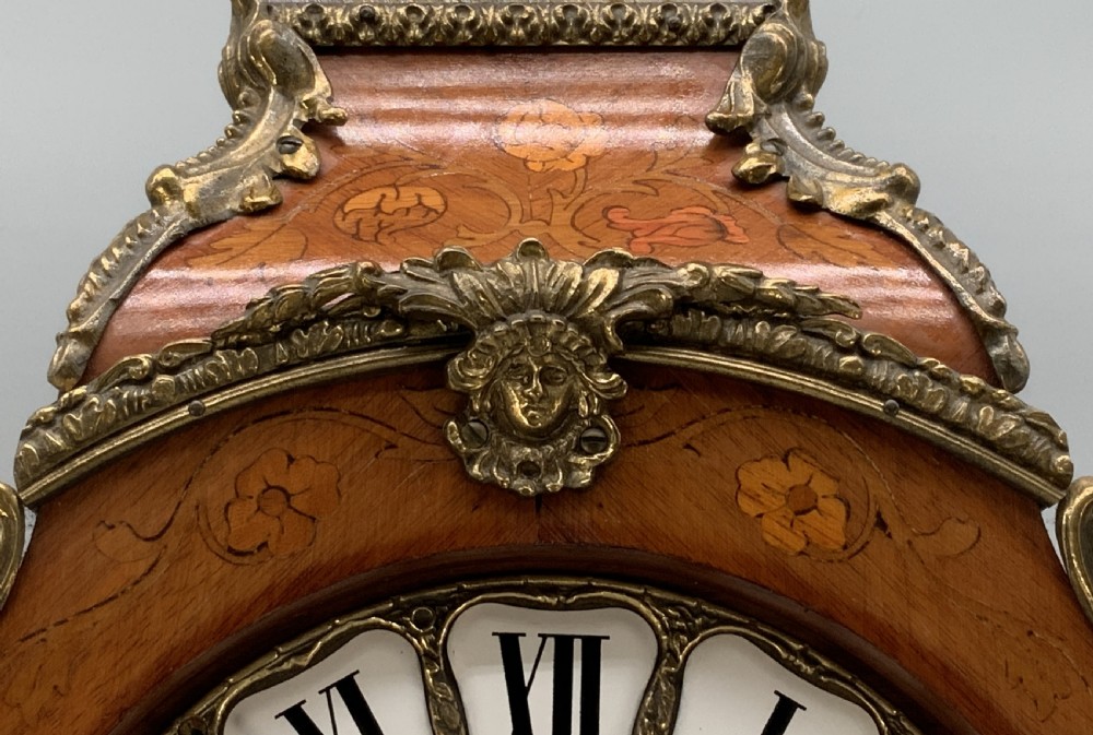 Large Marquetry Mantel Clock 18thC Boulle Style Mid-Century 8-day Bim-Bam Chime View XIX
