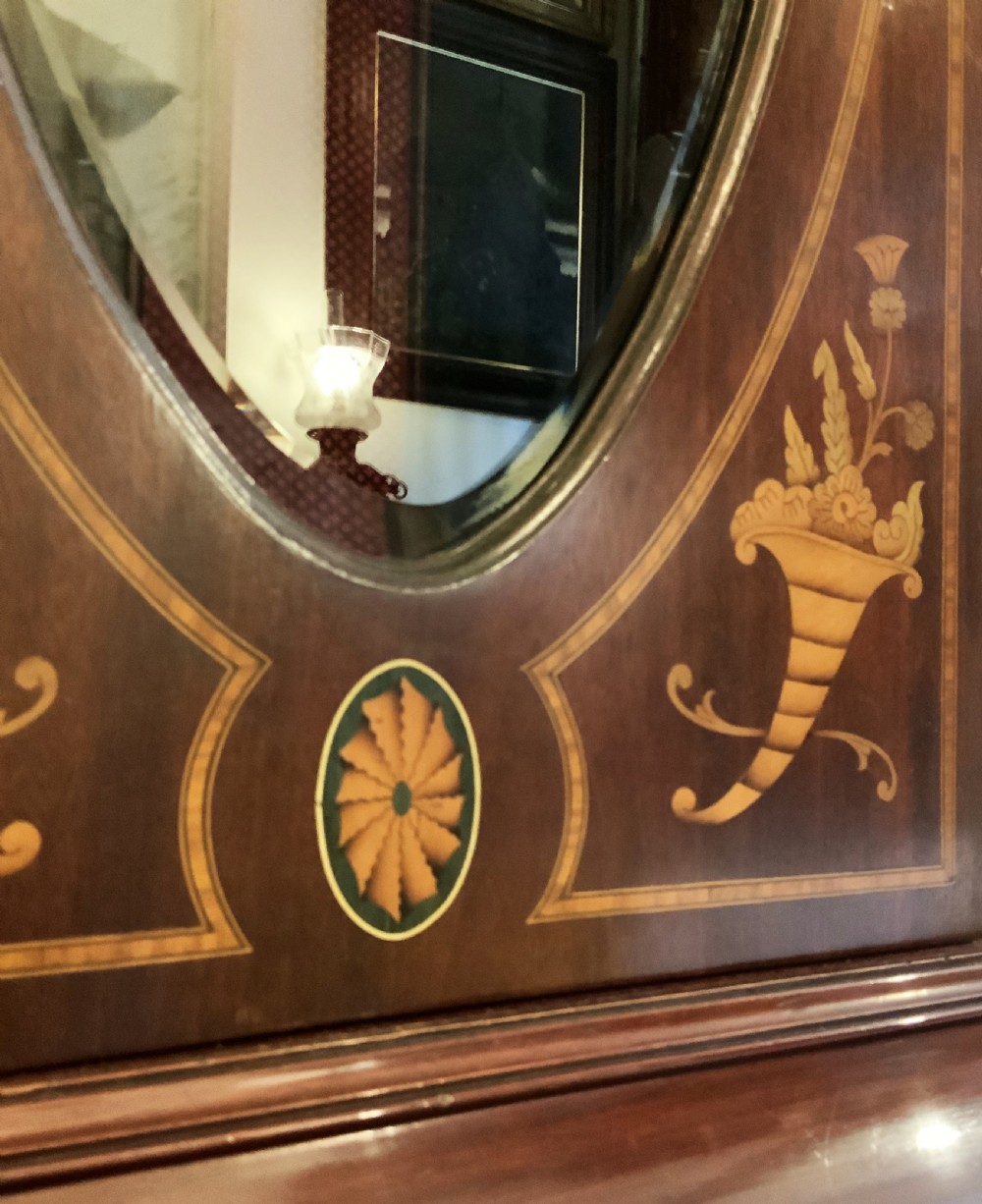 Substantial Exceptional Edwardian 9-Tube Musical Marquetry Longcase Clock View XIV