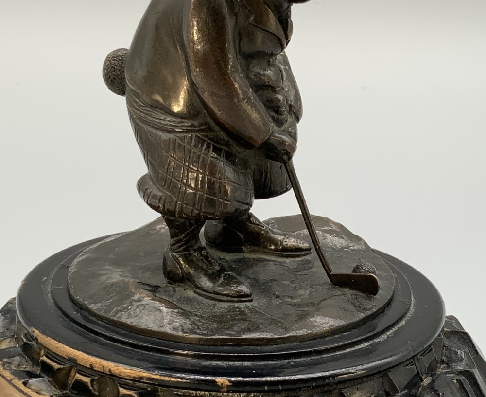 Antique Bronze Rabbit Golfer Novelty Desktop Statue Figurine Sculpture View IX