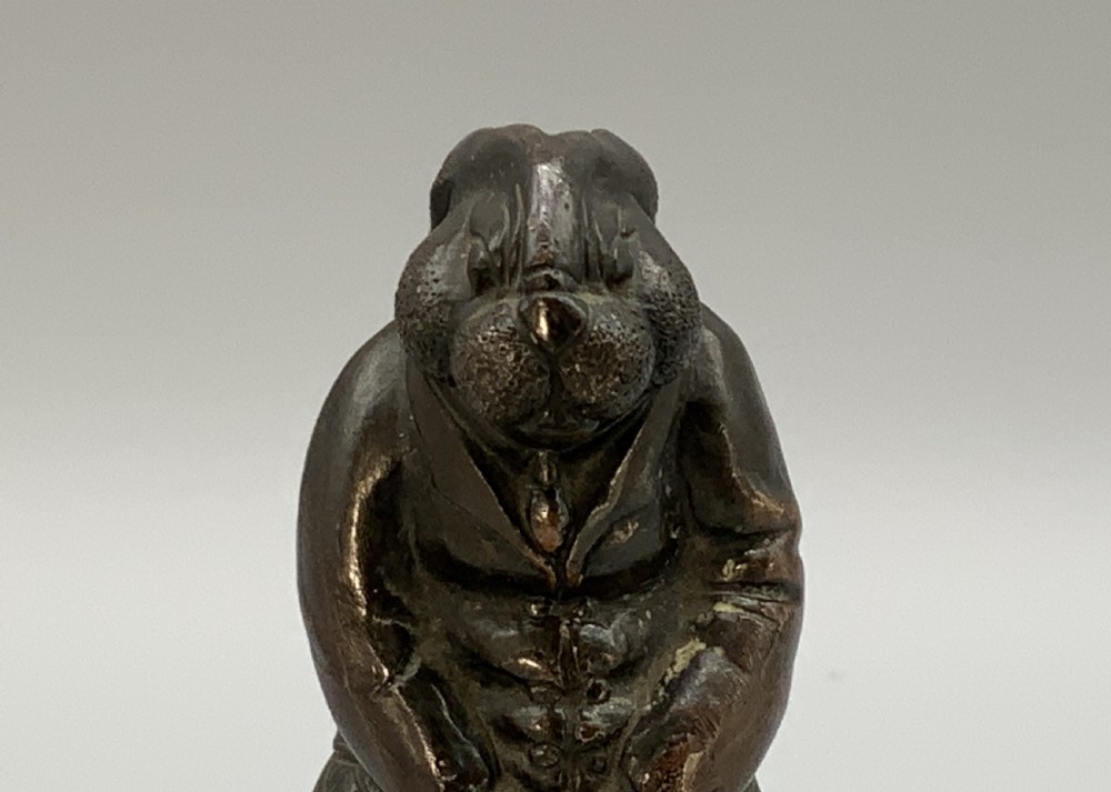 Antique Bronze Rabbit Golfer Novelty Desktop Statue Figurine Sculpture View XII