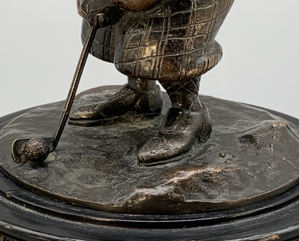Antique Bronze Rabbit Golfer Novelty Desktop Statue Figurine Sculpture View XIV