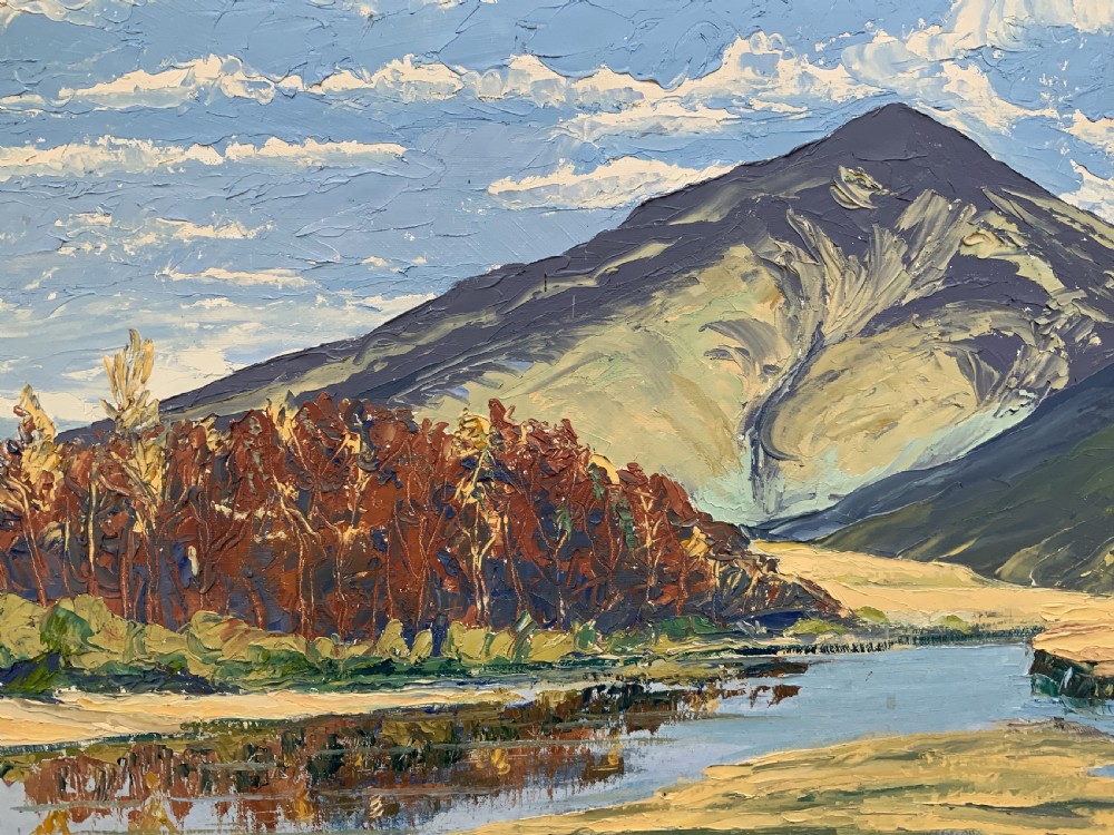 Scottish Impressionist Impasto Oil Painting Mountainous Landscape Mid-Century View V