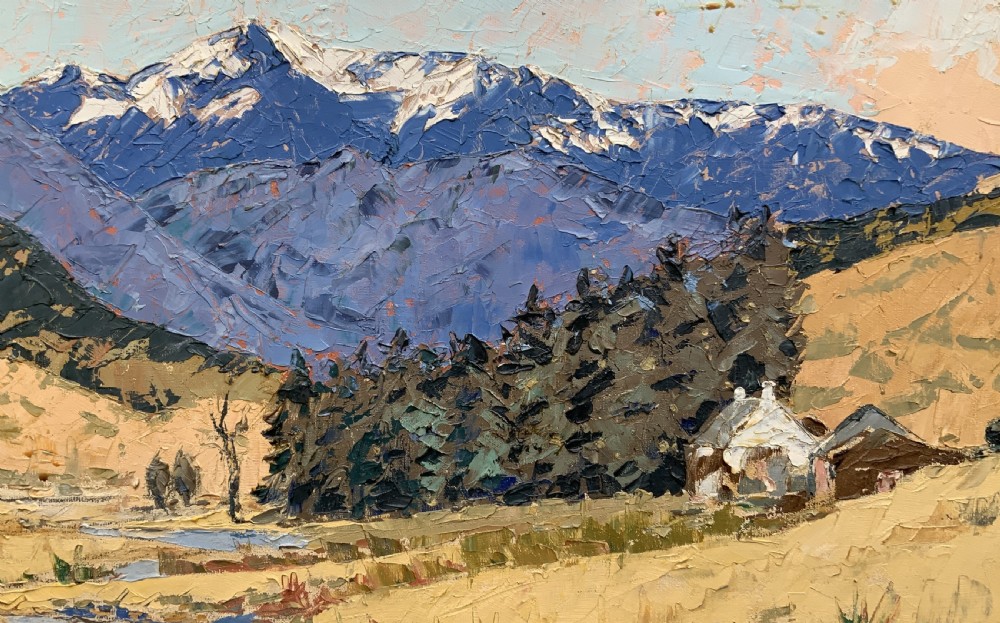 Scottish Impressionist Impasto Oil Painting Snow-Capped Landscape Mid-Century View IV