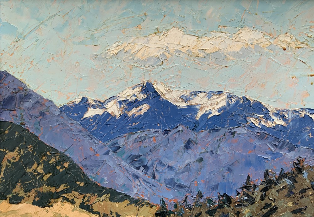 Scottish Impressionist Impasto Oil Painting Snow-Capped Landscape Mid-Century View IX