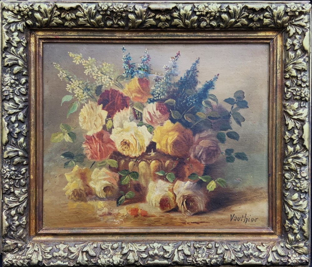 Fine 19th-Century Swiss Floral Still Life Oil painting for Minor TLC (1 of 2