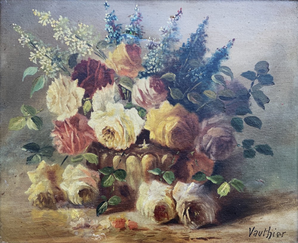 Fine 19th-Century Swiss Floral Still Life Oil painting for Minor TLC (1 of 2 View III