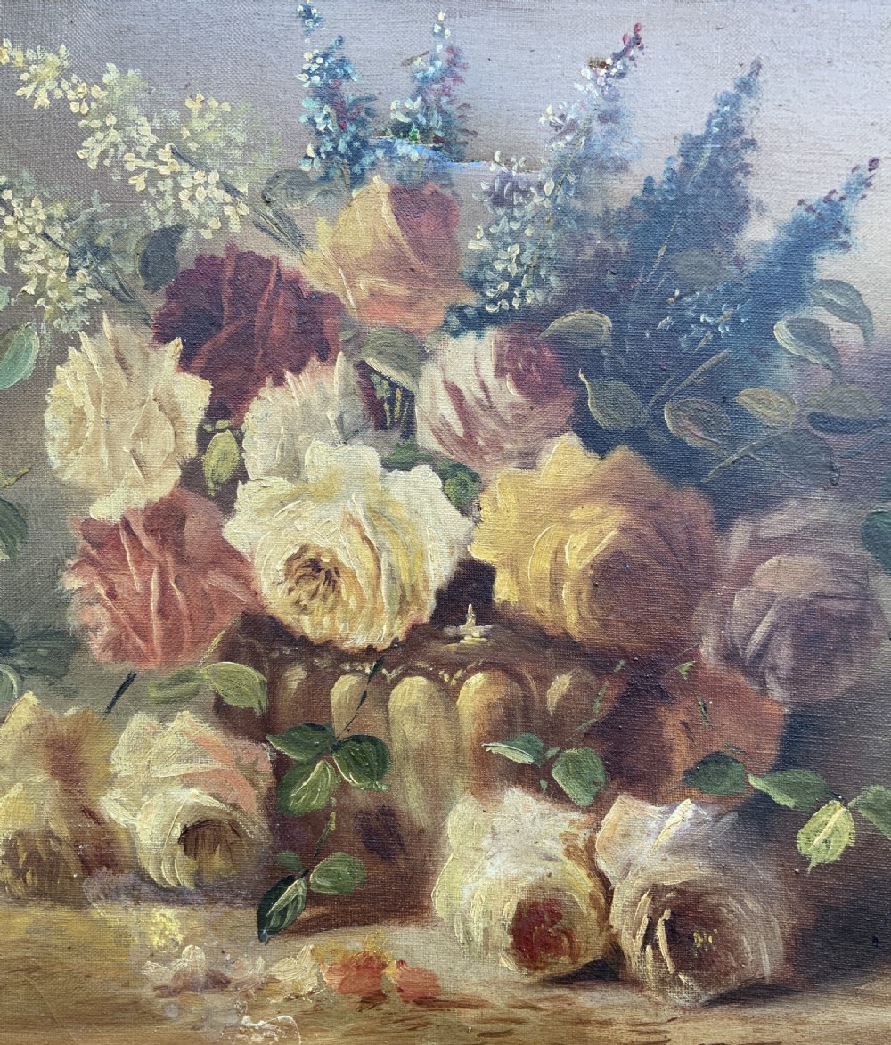 Fine 19th-Century Swiss Floral Still Life Oil painting for Minor TLC (1 of 2 View VI
