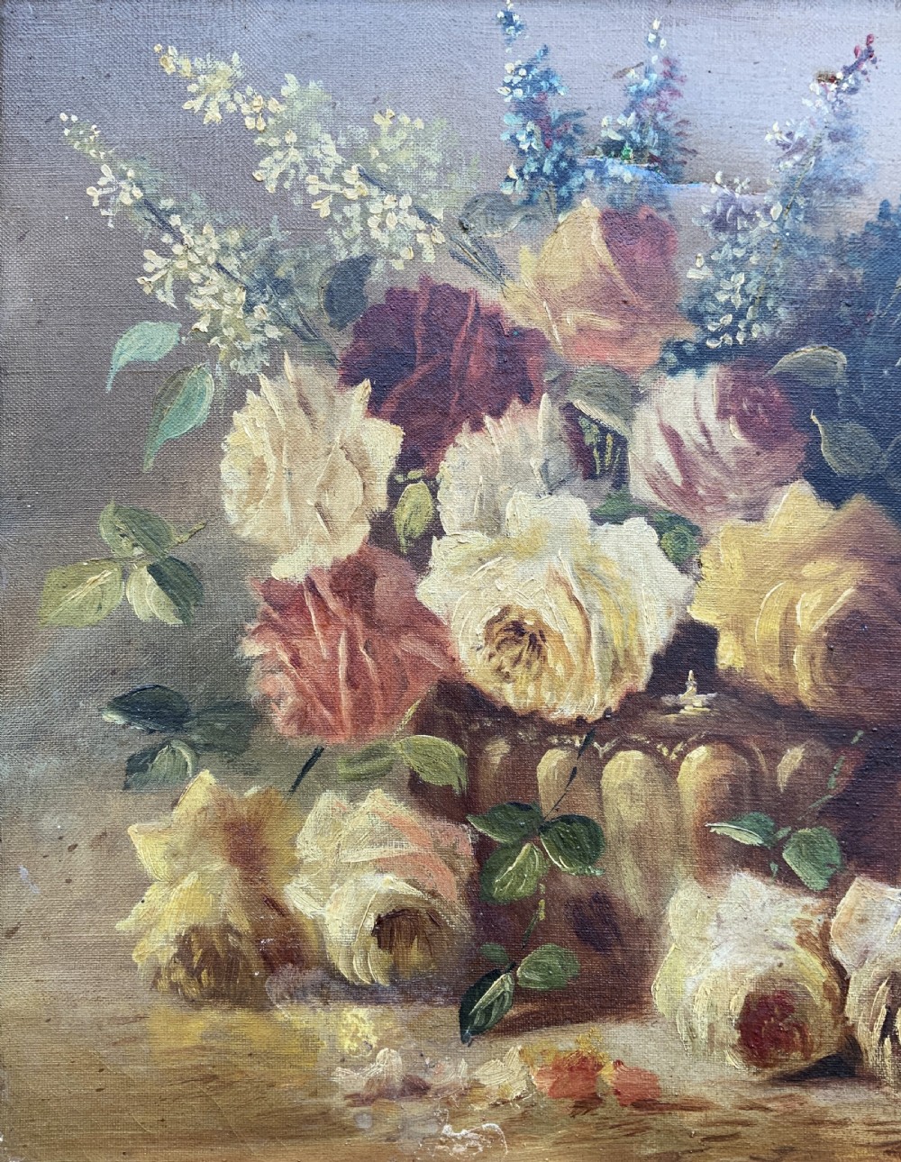 Fine 19th-Century Swiss Floral Still Life Oil painting for Minor TLC (1 of 2 View VII