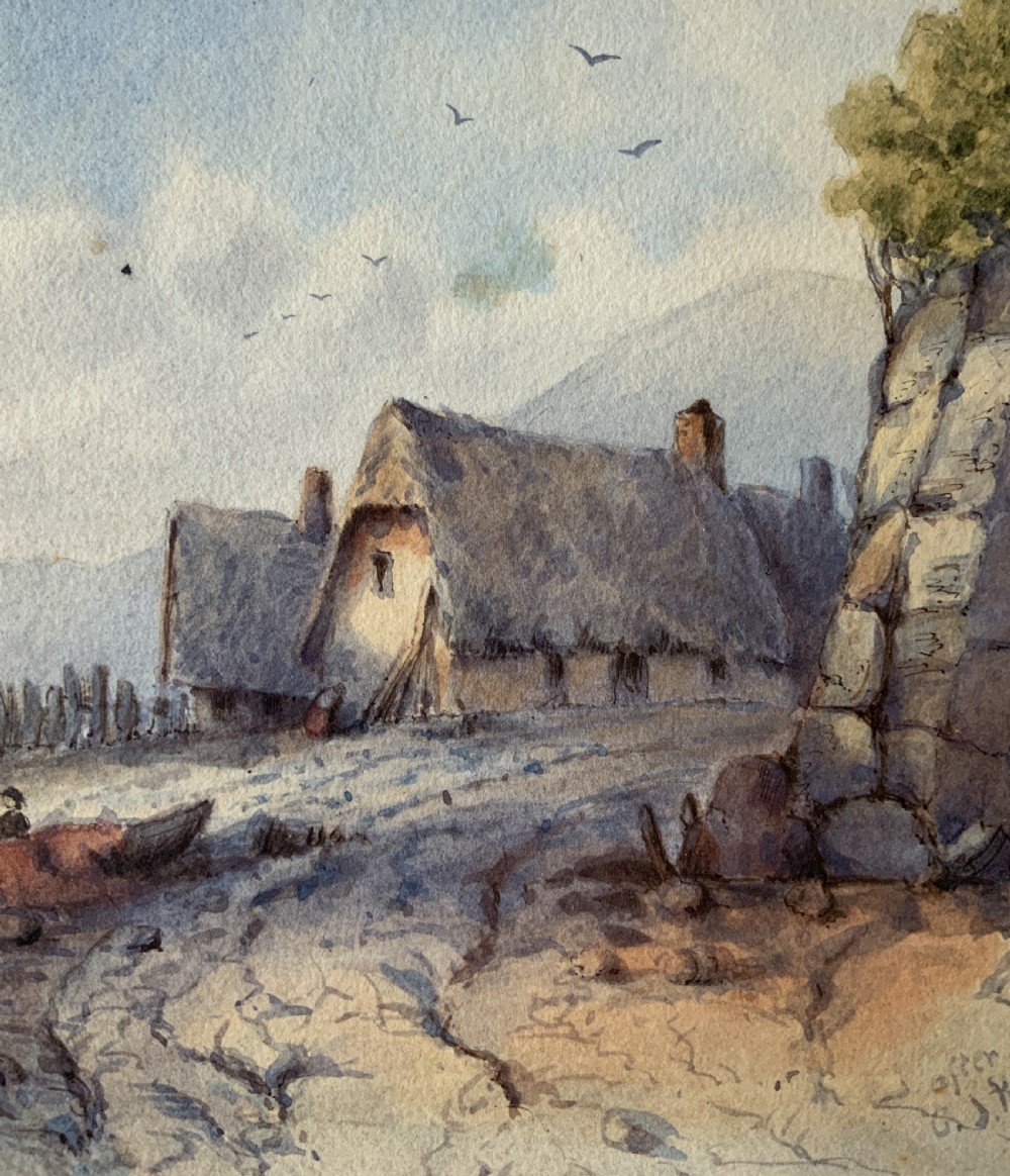 Seascape Watercolour Painting by Rose Emily Stanton (1838-1908) Harbour & Boats View IX