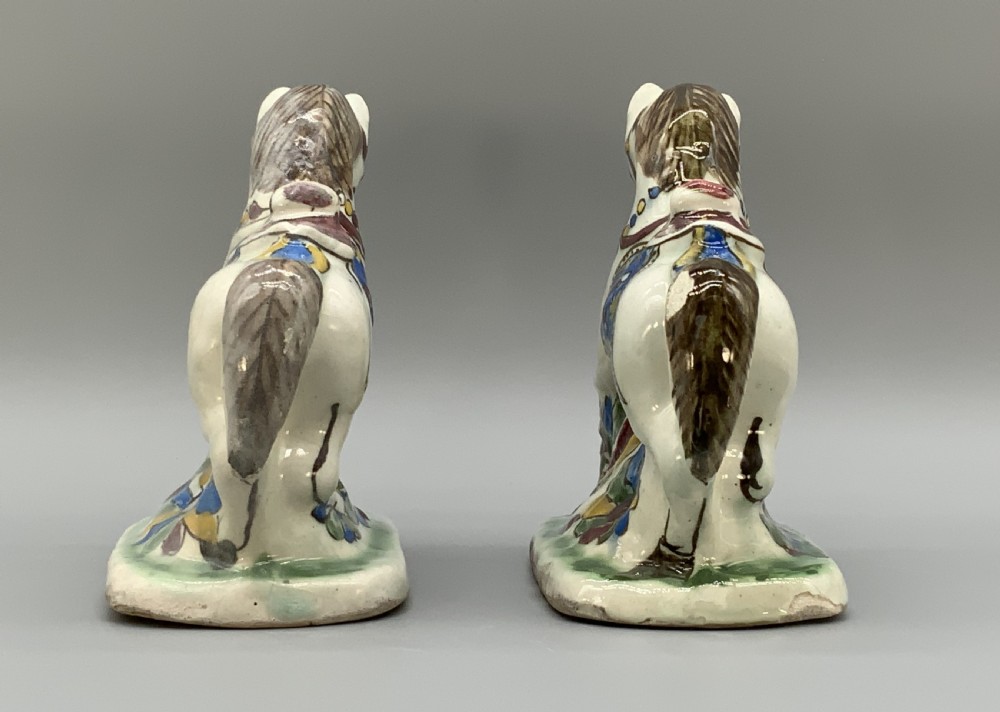 Pair Delft Faience Pony Horse Figurines 18th-Century Polychrome Ceramics Statue View IX