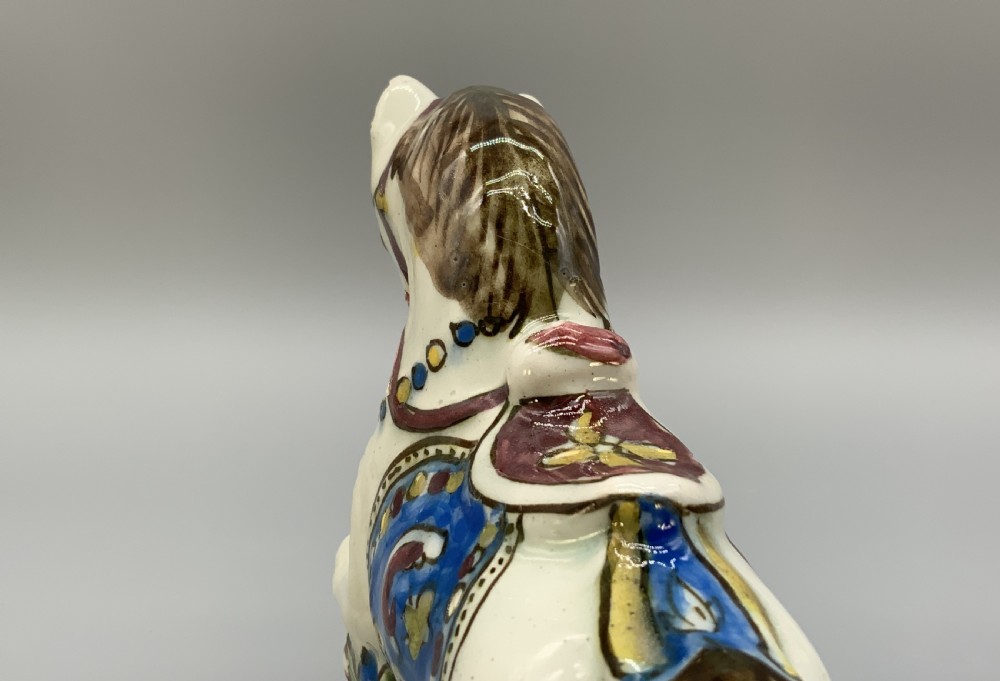 Pair Delft Faience Pony Horse Figurines 18th-Century Polychrome Ceramics Statue View XVIII