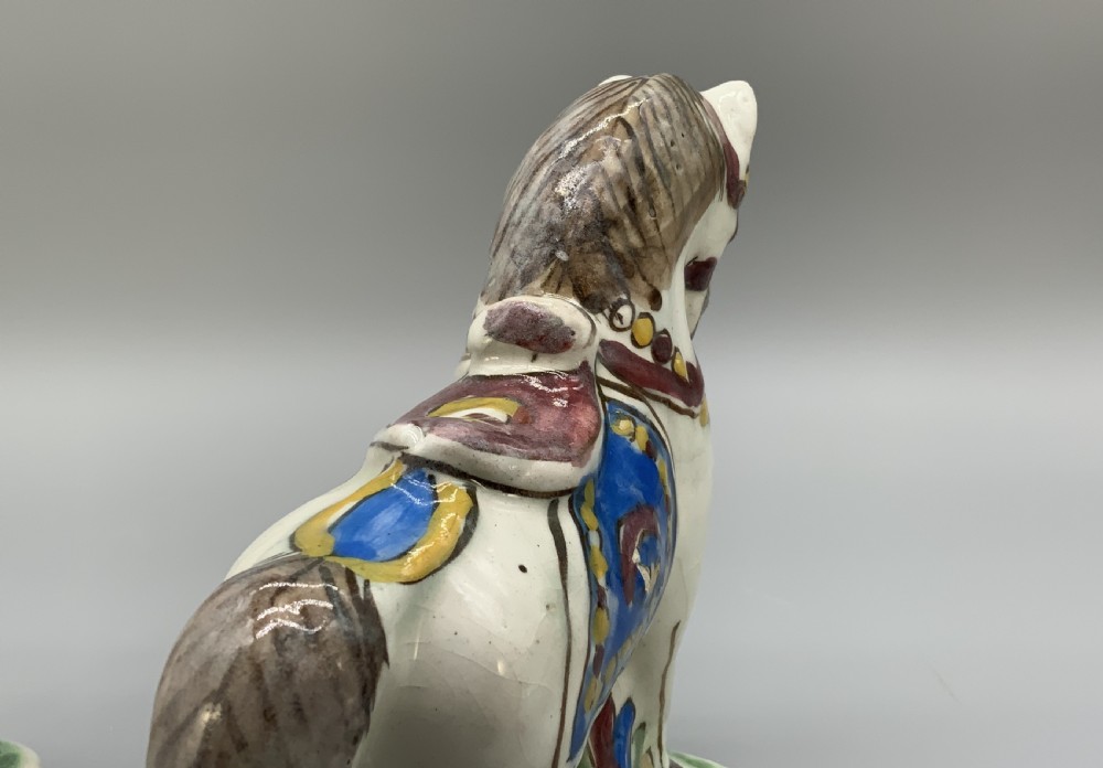 Pair Delft Faience Pony Horse Figurines 18th-Century Polychrome Ceramics Statue View XIX