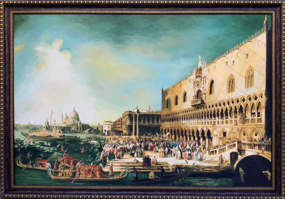 Huge Venice Cityscape Print on Canvas 18th-Century Style Picture After Canaletto