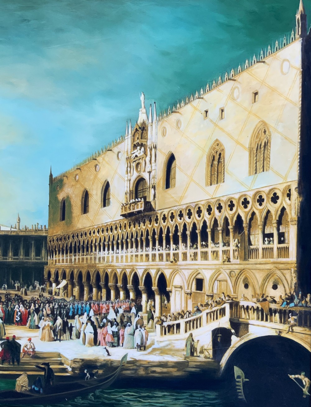 Huge Venice Cityscape Print on Canvas 18th-Century Style Picture After Canaletto View VI