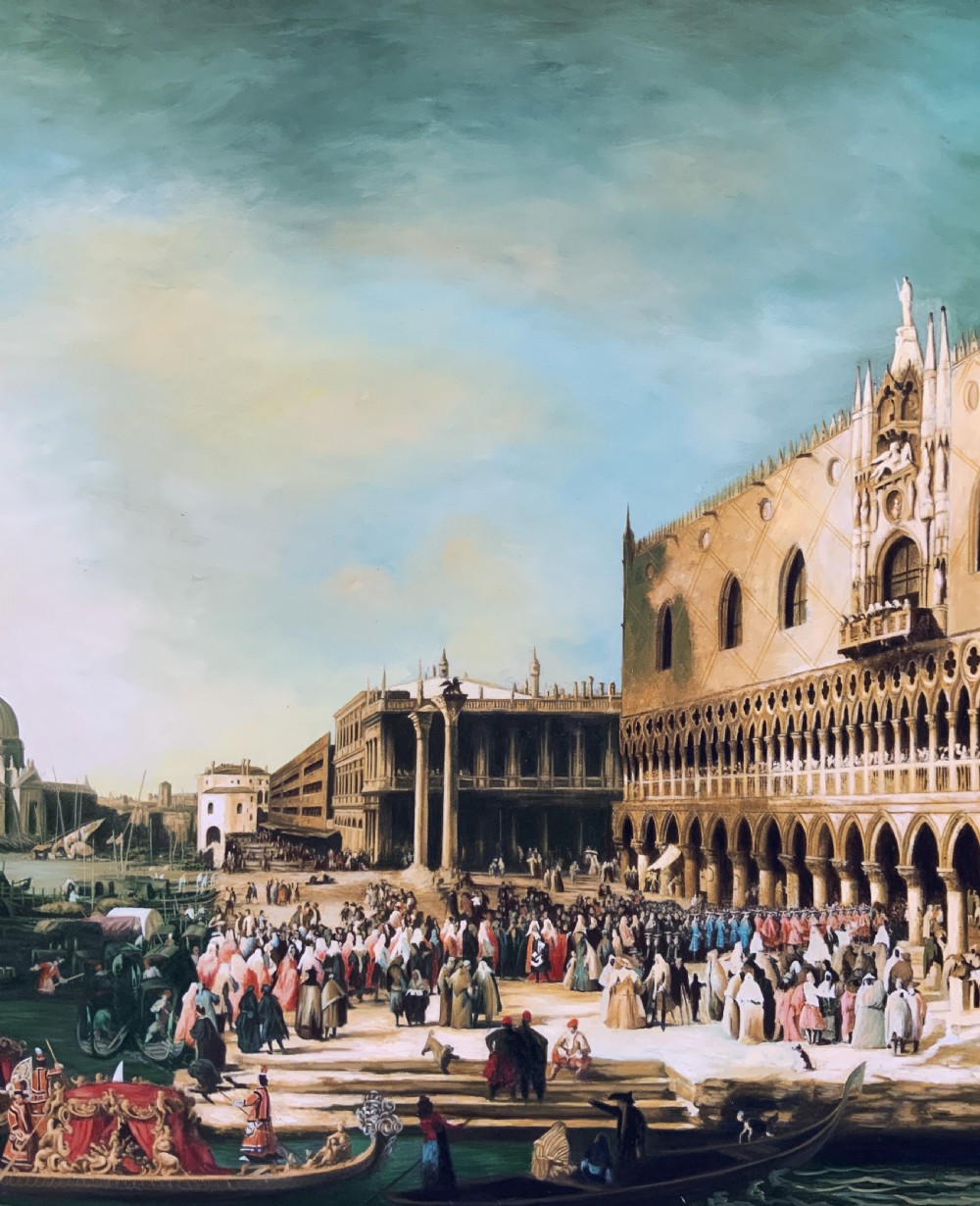 Huge Venice Cityscape Print on Canvas 18th-Century Style Picture After Canaletto View VII