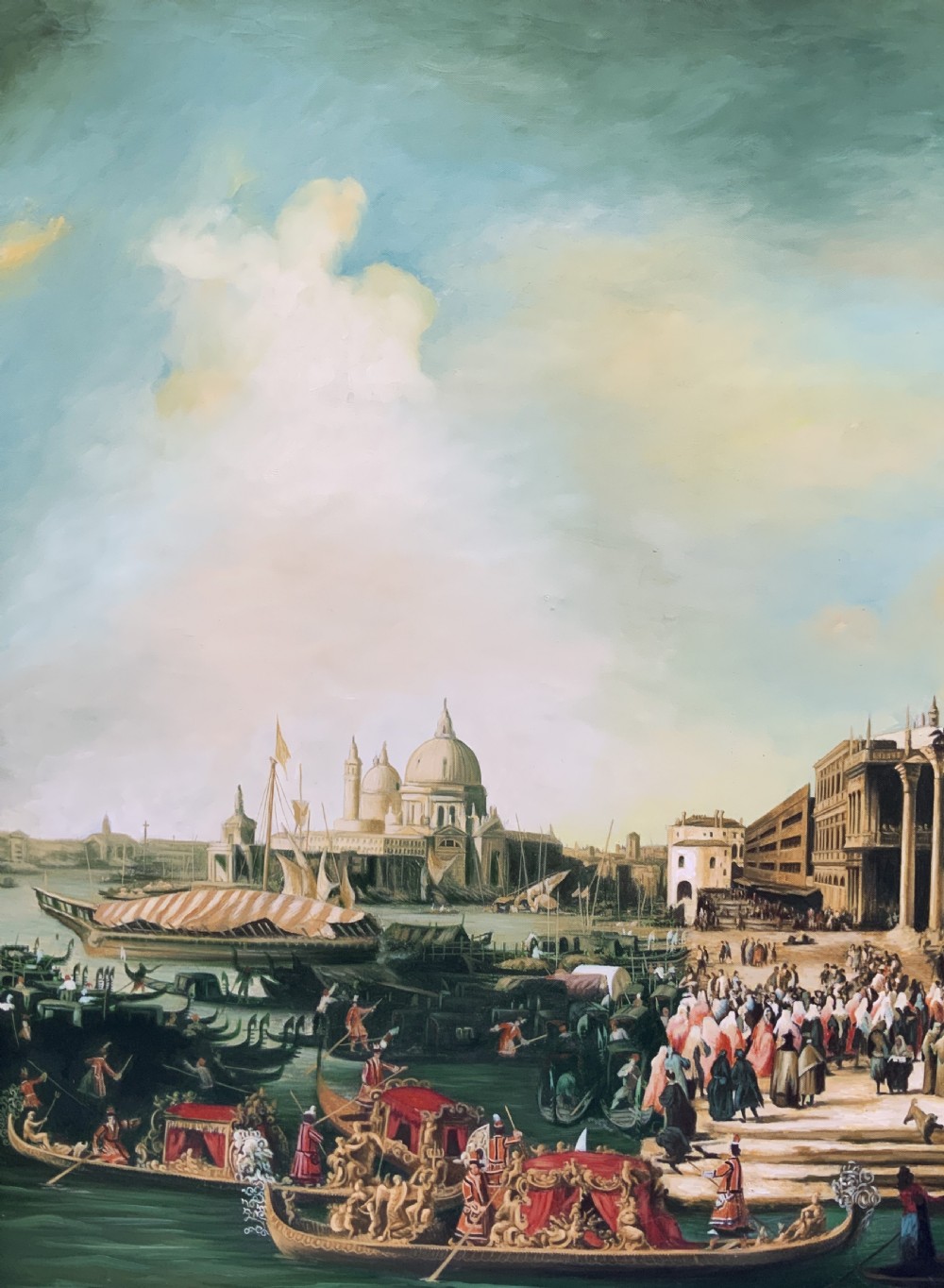 Huge Venice Cityscape Print on Canvas 18th-Century Style Picture After Canaletto View VIII