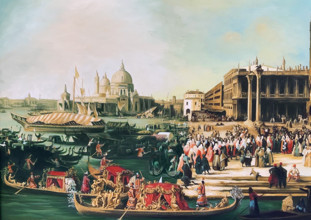 Huge Venice Cityscape Print on Canvas 18th-Century Style Picture After Canaletto View IX